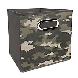 Simply Essential™ 11-Inch Camouflage Print Collapsible Bin in Grey