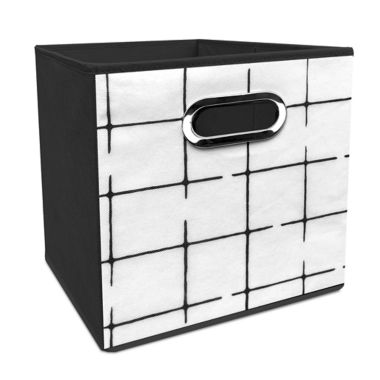 Simply Essential&trade; 11-Inch Collapsible Storage Bin in Black/Beige. View a larger version of this product image.