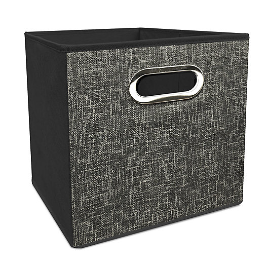 Alternate image 1 for Simply Essential™ 11-Inch Tweed Print Collapsible Bin in Charcoal