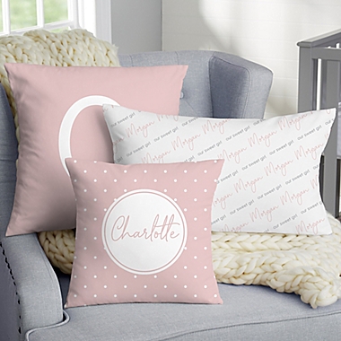 Simple and Sweet Baby Girl 18-Inch Velvet Throw Pillow in Pink. View a larger version of this product image.