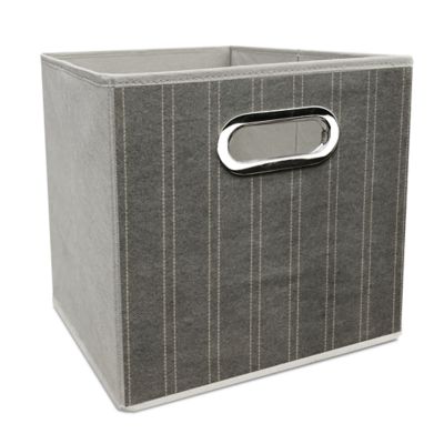 Simply Essential&trade; 11-Inch Collapsible Storage Bin in White/Grey