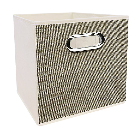 Alternate image 1 for Simply Essential™ 11-Inch Tweed Print Collapsible Bin in Linen