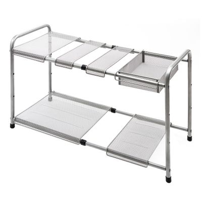 Squared Away&trade; 2-Tier Metal Mesh Expandable Under-the-Sink Storage Shelf in Matte Nickel