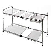 Squared Away&trade; 2-Tier Metal Mesh Expandable Under-the-Sink Storage Shelf in Matte Nickel