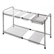 Squared Away&trade; 2-Tier Metal Mesh Expandable Under-the-Sink Storage Shelf in Matte Nickel