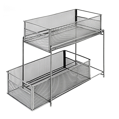 Squared Away&trade; 2-Tier Mesh Storage Cabinet w/ Sliding Basket Drawers in Matte Nickel. View a larger version of this product image.