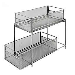 Squared Away™ 2-Tier Mesh Storage Cabinet w/ Sliding Basket Drawers in Matte Nickel