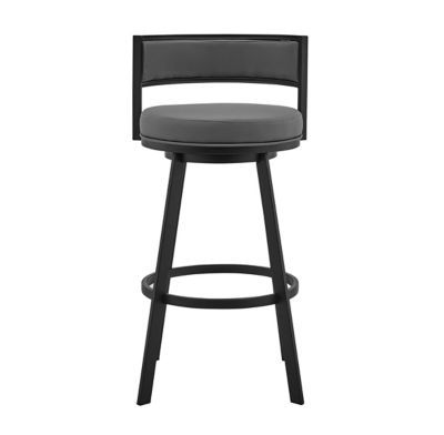 Armen Living Roman Swivel Counter Stool in Grey/Black