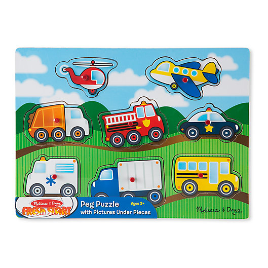 Alternate image 1 for Melissa and Doug® Vehicles 8-Piece Wooden Peg Puzzle