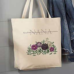 Floral Love For Grandma Personalized Canvas Tote Bag