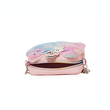OMG Accessories Miss Gwen Tie Dye Flower Crown Plush Crossbody in Pink. View a larger version of this product image.