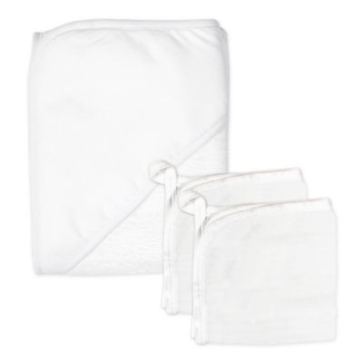 The Honest Company&reg; 3-Piece Bright White Hooded Towel and Washcloth Set