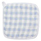 Alternate image 2 for The Honest Company&reg; 3-Piece Peach Buffalo Check Hooded Towel and Washcloth Set in White/Blue