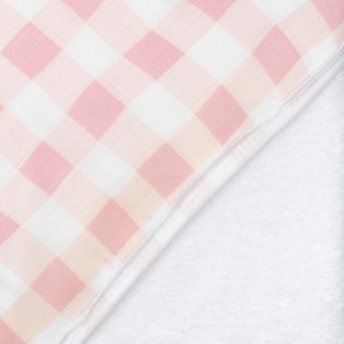 The Honest Company&reg; 3-Piece Peach Buffalo Check Hooded Towel and Washcloth Set. View a larger version of this product image.