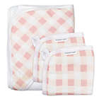 Alternate image 0 for The Honest Company&reg; 3-Piece Peach Buffalo Check Hooded Towel and Washcloth Set