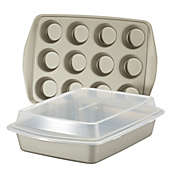 Rachael Ray&reg; Bakeware 3-Piece Baking Set with Lid in Silver