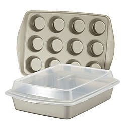 Rachael Ray® Bakeware 3-Piece Baking Set with Lid in Silver