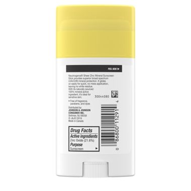 Neutrogena&reg; 1.5 oz. Sheer Zinc Mineral Sunscreen Stick Broad Spectrum SPF 50+. View a larger version of this product image.