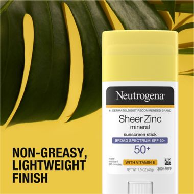 Neutrogena&reg; 1.5 oz. Sheer Zinc Mineral Sunscreen Stick Broad Spectrum SPF 50+. View a larger version of this product image.