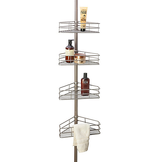 Alternate image 1 for Simply Essential™ 4-Tier Tension Pole Shower Caddy