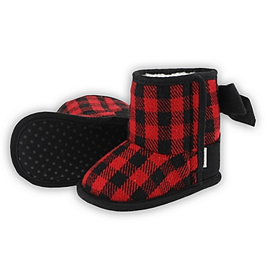 Capelli New York Size 6-12M Buffalo Plaid Slipper in Red. View a larger version of this product image.