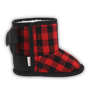 Capelli New York Size 0-6M Buffalo Plaid Slipper in Red. View a larger version of this product image.