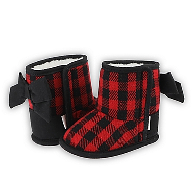 Capelli New York Size 12-18M Buffalo Plaid Slipper in Red. View a larger version of this product image.