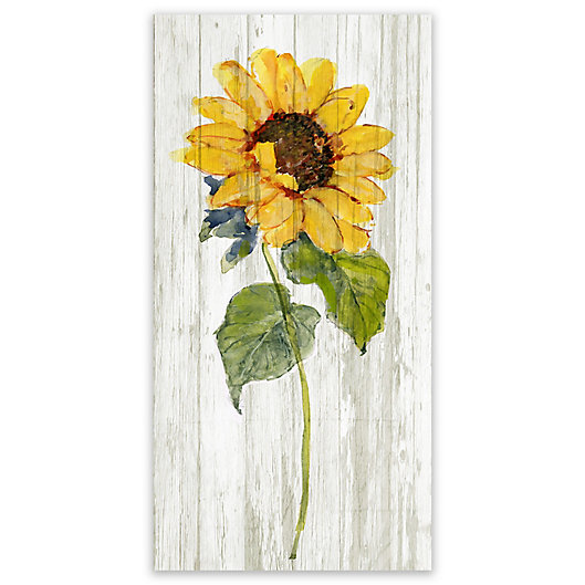 Watercolor Sunflowers Blossom Wood Plank Waterproof Fabric Shower Curtain Set LB 