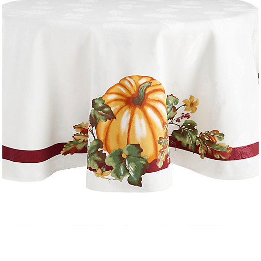 Pumpkin Border 70 Inch Round Tablecloth, 20 Inch Round Tablecloth