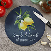 Lovely Lemons 8-Inch Round Glass Cutting Board