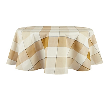 Bee &amp; Willow&trade; Tonal Check 70-Inch Round Laminated Tablecloth in Yellow. View a larger version of this product image.