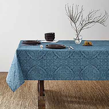 Bee &amp; Willow&trade; Etched 60-Inch x 84-Inch Oblong Laminated Tablecloth in Chambray. View a larger version of this product image.