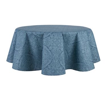 Bee &amp; Willow&trade; Etched 70-Inch Round Laminated Tablecloth in Chambray. View a larger version of this product image.