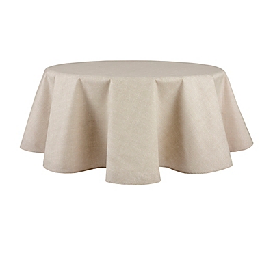 Bee &amp; Willow&trade; Textured Weave 70-Inch Round Laminated Tablecloth in Taupe. View a larger version of this product image.