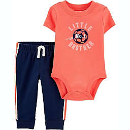 carter's® Newborn 2-Piece Little Brother Long Sleeve Bodysuit and Pant Set in Orange