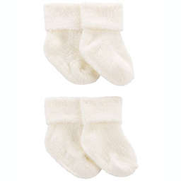 carter's® 4-Pack Foldover Chenille Booties in White