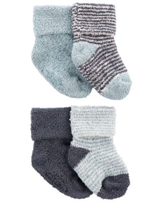 carter&#39;s&reg; 4-Pack Foldover Chenille Booties in Blue