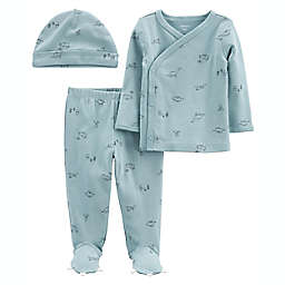 carter's® 3-Piece Dino Take-Me-Home Tee, Pant and Cap Set in Blue