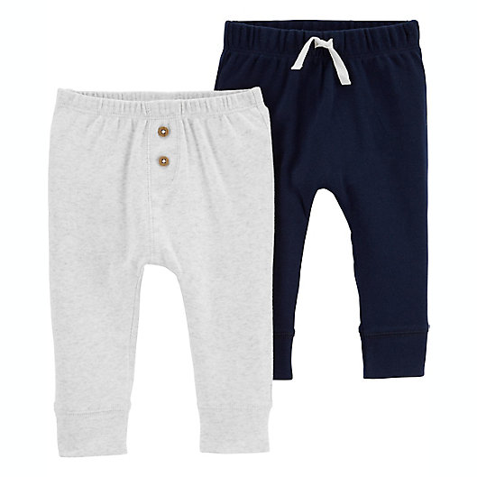 Alternate image 1 for carter's® 2-Pack Cotton Pants in Navy/Grey