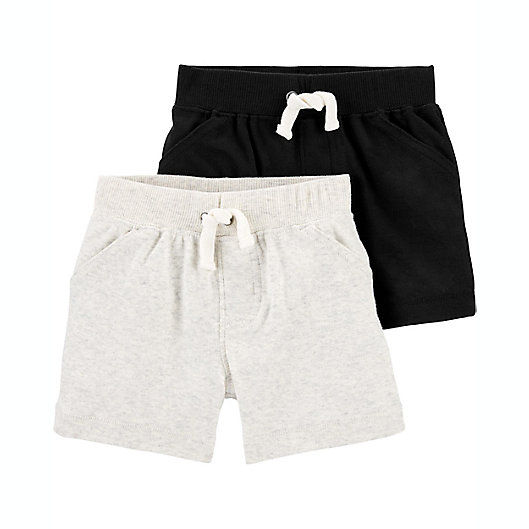 Alternate image 1 for carter's® 2-Pack Cotton Shorts in Black/Grey