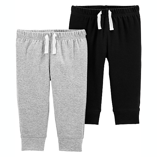 Alternate image 1 for carter's® 2-Pack Cotton Pants in Grey/Black