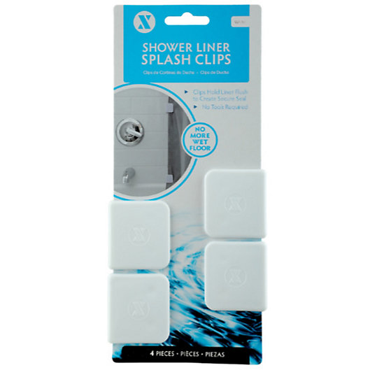 SlipX Solutions Adhesive Shower Splash Clips for Shower Liners & Curtains Keeps Water Inside Your Shower Easy to Install, No Tools Required, 4 Clips Per Pack