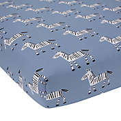 Lambs &amp; Ivy&reg; Organic Cotton Baby Signature Zebra Fitted Crib Sheet in Blue
