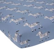 Lambs &amp; Ivy&reg; Organic Cotton Baby Signature Zebra Fitted Crib Sheet in Blue