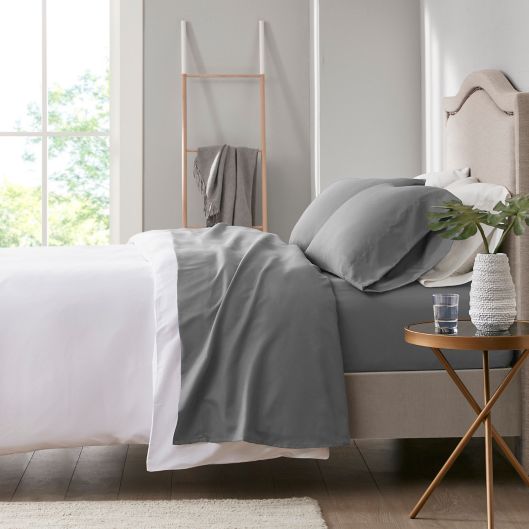 Charcoal-Infused Microfiber King Sheet Set in Charcoal
