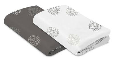 4moms Breeze Bassinet Sheet - White/Gray Cotton 2pk