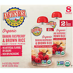 Earth's Best 8-Pack Stage 2 Organic Banana Raspberry Brown Rice Fruit & Grain Puree Pouch