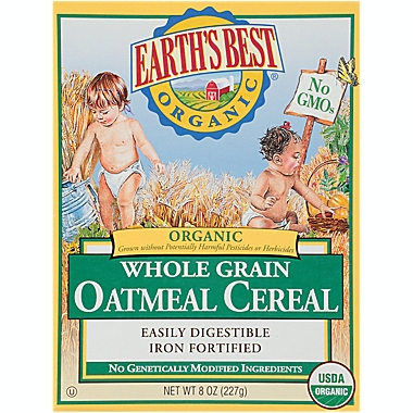 Earth&#39;s Best&reg; Organic 8 oz. Whole Grain Oatmeal Cereal. View a larger version of this product image.