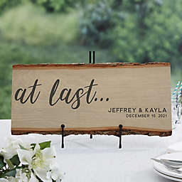 At Last… Personalized Wedding 23-Inch x 8-Inch Plank Sign