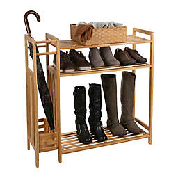 Neu Home 3-Tier Bamboo Shoe Rack with Umbrella Stand in Natural